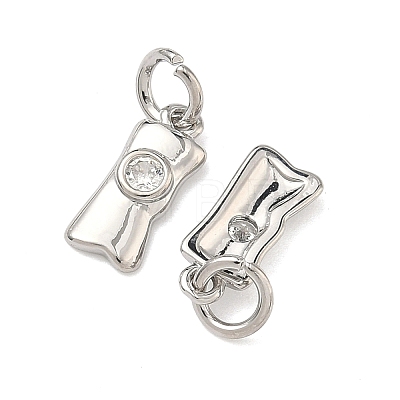 Brass Micro Pave Clear Cubic Zirconia Charms KK-B170-15P-1
