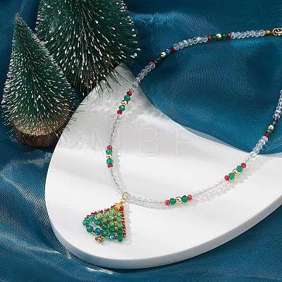 Glass Beaded Necklaces NJEW-JN04296-1