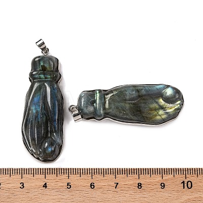 Natural Labradorite Carved Big Pendants G-B085-14P-1