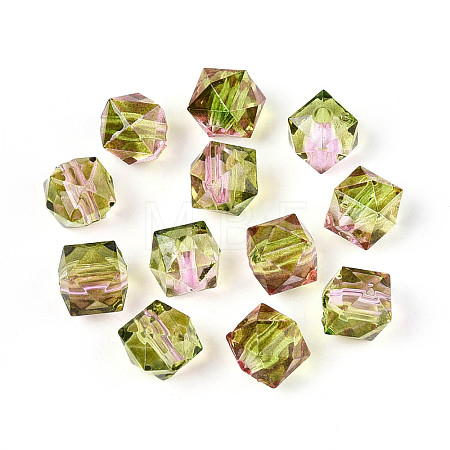 Two Tone Transparent Spray Painted Acrylic Beads ACRP-T005-26J-1