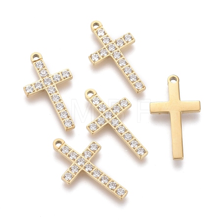 316 Surgical Stainless Steel Cubic Zirconia Pendants STAS-F256-017G-1
