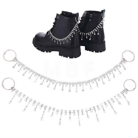 2Pcs Iron & Alloy Rhinestone Boot Strap Chains HJEW-PH02477-1
