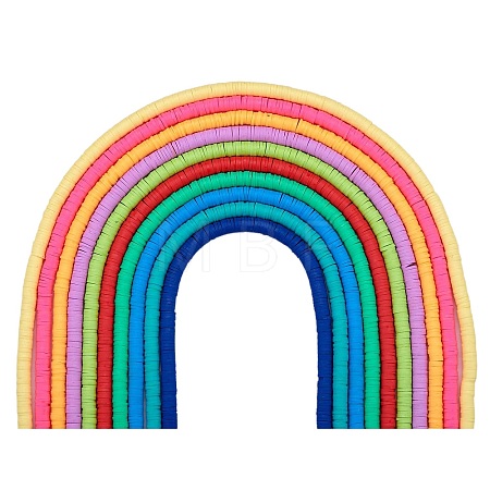 10 Strands 10 Colors Flat Round Handmade Polymer Clay Beads CLAY-SZ0002-04B-1