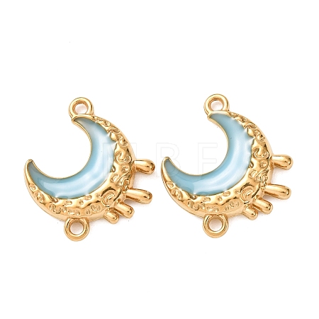 304 Stainless Steel Enamel Crescent Moon Links Connector Charms STAS-D263-14B-G-1