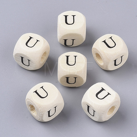 Printed Natural Wood Beads WOOD-T026-001U-1