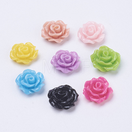 Mixed Opaque Resin Flower Cabochons X-CRES-B342-M-1