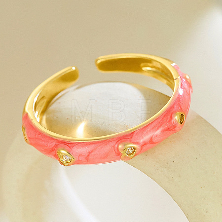Brass Rhinestone Open Cuff Rings WG9E845-02-1