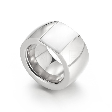 304 Stainless Steel & Glass & Shell Finger Rings FS-WGBA2F3-41-1