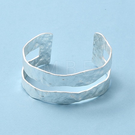 Rack Plating Brass Open Cuff Bangle for Women BJEW-A137-01S-1