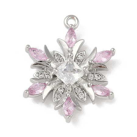 Christmas Theme Brass Micro Pave Cubic Zirconia Pendants KK-Z065-01-03P-1