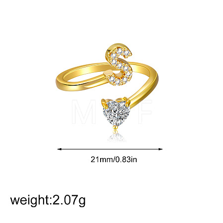 Brass Micro Pave Clear Cubic Zirconia Cuff Open Rings FS-WGF859A-26-1