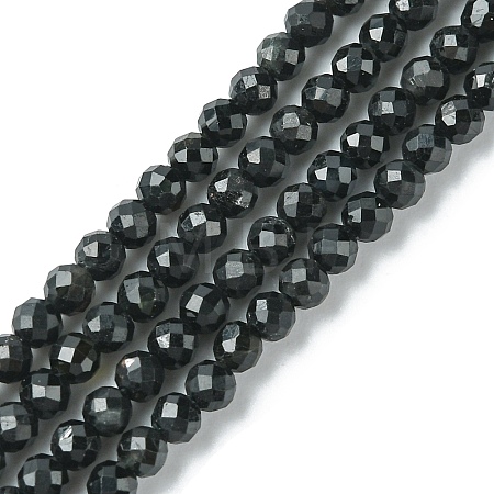 Natural Black Tourmaline Beads Strands G-F748-Y01-02-1