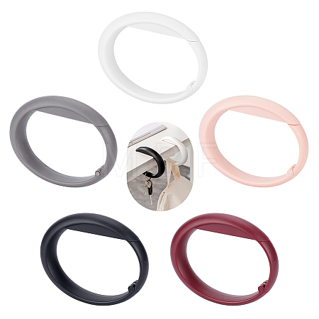 5Pcs 5 Colors Round Plastic Purse Hooks FIND-WR0010-28-1