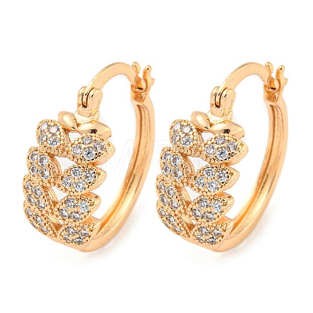 Brass Micro Pave Clear Cubic Zirconia Hoop Earrings EJEW-A107-05A-KCG-1