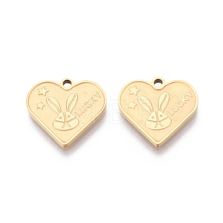 Religion 304 Stainless Steel Heart Pendants STAS-T073-05G-1