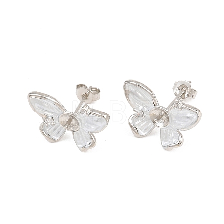 Brass Micro Pave Cubic Zirconia Stud Earring Findings CU-CBAA5EE-03P-A-1