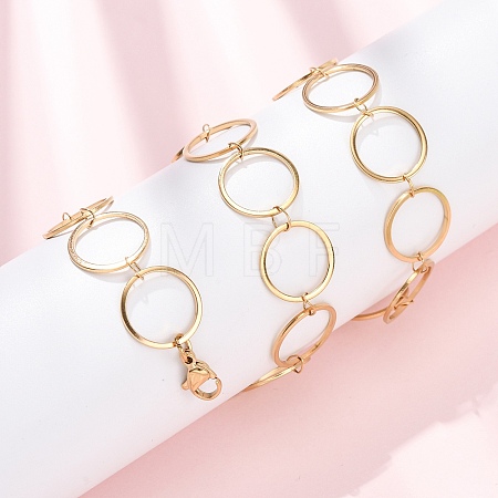 304 Stainless Steel 14MM Ring Link Chain Necklaces NJEW-P343-01D-G-1