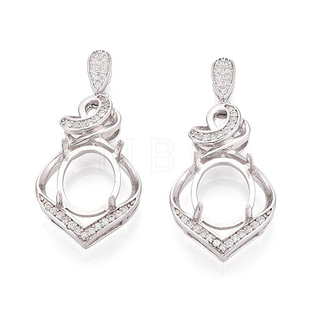 925 Sterling Silver Micro Pave Cubic Zirconia Pendants Claw Cabochon Settings STER-N016-49P-1
