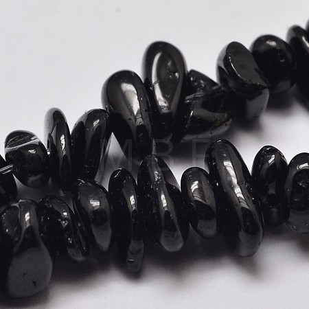 Natural Black Tourmaline Chip Bead Strands X-G-L444-08-1