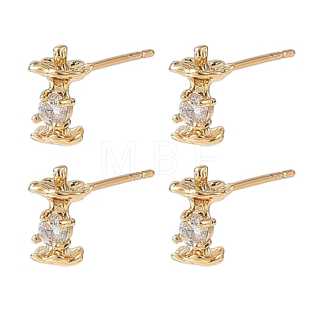 SHEGRACE Apple Brass Micro Pave Clear Cubic Zirconia Stud Earrings XGRQ4N428-715G-1