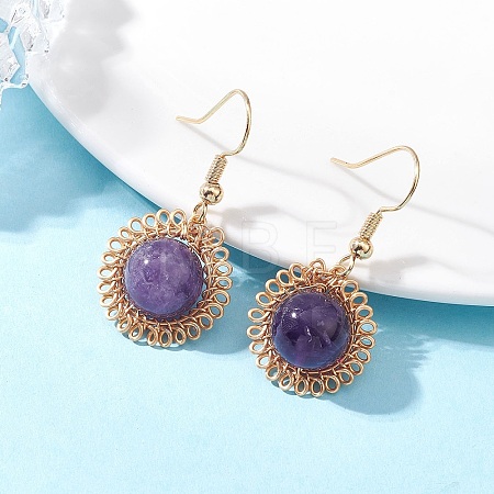 Natural Amethyst Flower Dangle Earrings EJEW-JE06720-02-1