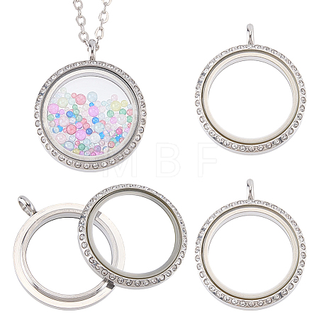 4Pcs Stainless Steel Locket Pendants STAS-FG0001-10-1
