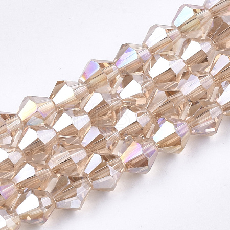 Electroplate Glass Beads Strands X-EGLA-Q118-6mm-B10-1