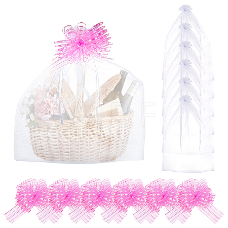 6Pcs Rectangle Organza Packing Drawstring Bags ABAG-PH0001-81A-1