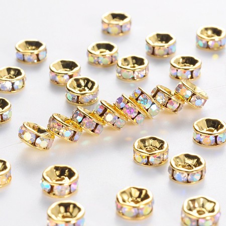 Brass Grade A Rhinestone Spacer Beads RSB036NF-02G-1