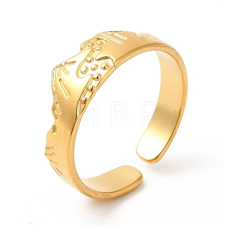Ion Plating(IP) 304 Stainless Steel Mountain Open Cuff Ring for Women RJEW-E063-09G-1