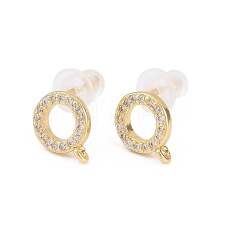 Brass Clear Cubic Zirconia Stud Earring Findings LS-EJEW-A155-03E-G-1