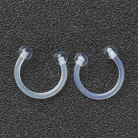 Acrylic Circular/Horseshoe Barbell with Double Round Ball AJEW-P084-04B-1