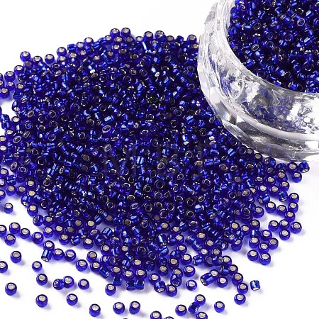 Midnight Blue 11/0 Grade A Round Transparent Glass Seed Beads X-SEED-Q007-F44-1