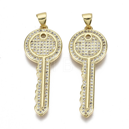 Brass Micro Pave Clear Cubic Zirconia Pendants ZIRC-N039-071-NF-1