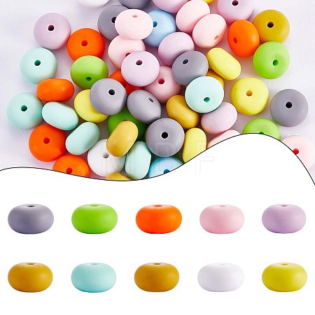 100Pcs Silicone Beads 14mm Silicone Abacus Beads Rubber Beads Large Hole Colored Loose Spacer Beads for DIY Necklace Bracelet Keychain Craft Jewelry Making JX323A-1