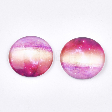 Starry Sky Pattern Printed Glass Cabochons X-GGLA-N004-25mm-D72-1