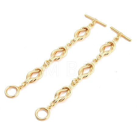 Brass Toggle Clasps with Links KK-D048-02G-1