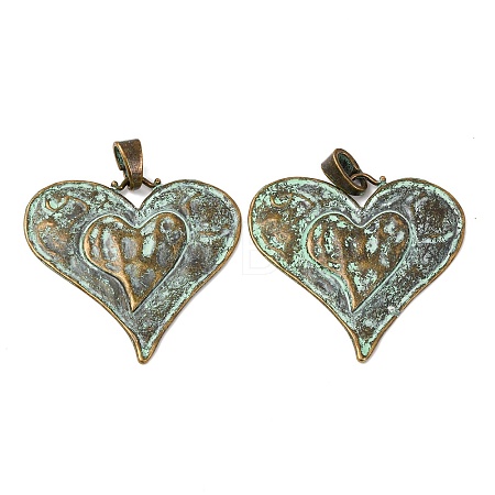 Heart Tibetan Style Alloy Big Pendants TIBEP-R342-10-RS-1