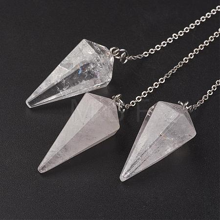 Natural Quartz Crystal Hexagonal Pointed Dowsing Pendulums G-G956-D10-FF-1