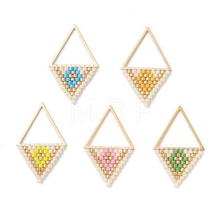 MIYUKI Glass Seed Beaded Rhombus Pendants PALLOY-MZ01127-1