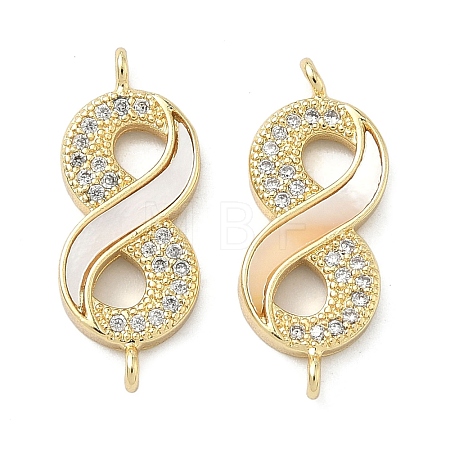Natural Shell Infinity Links Connector Charms KK-A282-03B-G-1