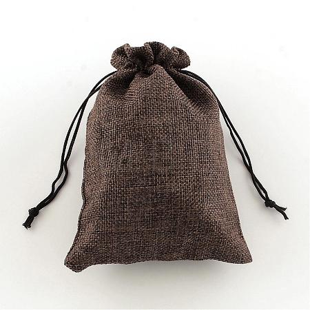 Polyester Imitation Burlap Packing Pouches Drawstring Bags ABAG-R004-18x13cm-10-1