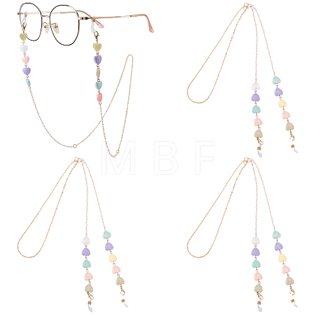 3Pcs Iron & Resin Heart Eyeglasses Chains AJEW-CN0007-83-1