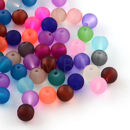 Transparent Frosted Glass Beads FGLA-R001-6mm-M-1