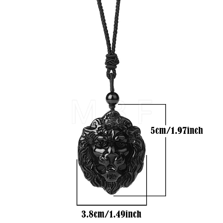 Natural Obsidian Pendant Necklace for Men PW-WG33725-10-1