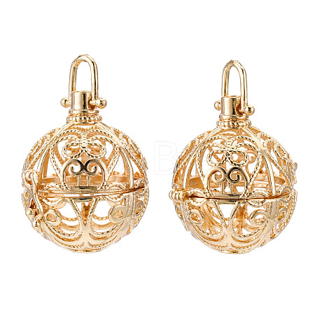 Rack Plating Brass Cage Pendants KK-Q402-01KC-1