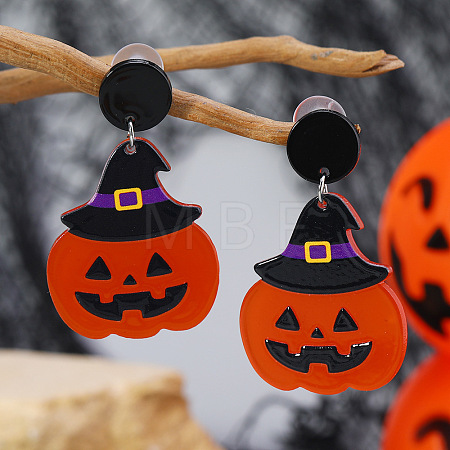 Halloween Pumpkin Alloy Dangle Stud Earrings XN8797-2-1