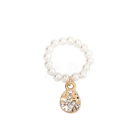 Plastic Imitation Pearl & Alloy & Crystal Rhinestone Finger Rings FS-WG241E1-17-1