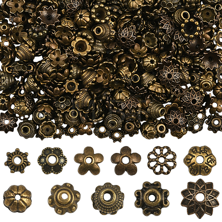 480Pcs 12 Styles Alloy & Brass Bead Cap Sets TIBE-SP0001-20-1