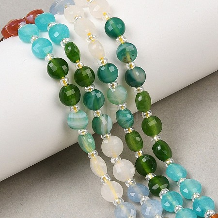 Natural Agate(Dyed & Heated) & Dyed White Jade & Tiger Eye Beads Strands G-Z135-B05-1